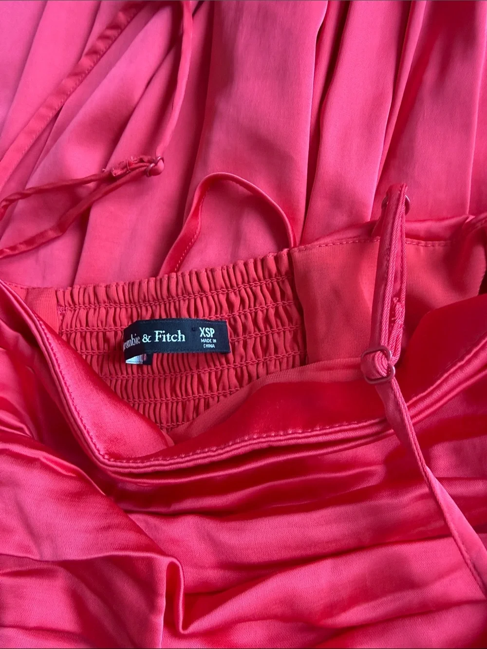 Red A&F satin maxi dress